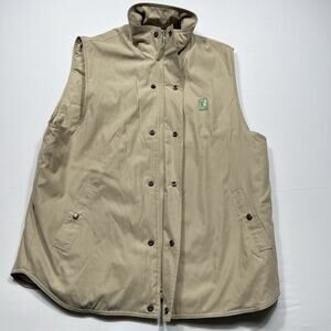 Nikken Vest Men's XL Tan Insulated Zipper Snap Front Logo Lightweight Casual